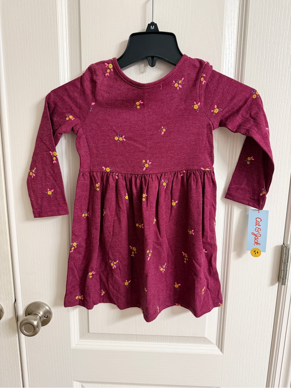 Cat & Jack NWT Burgandy Flower Long Sleeve Dress size 4T